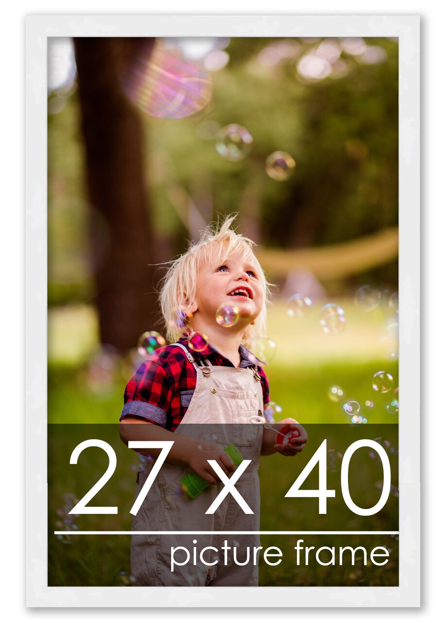 Classic Modern White Picture Frame - UV Acrylic, Foam Board Backing, Hanging Hardware